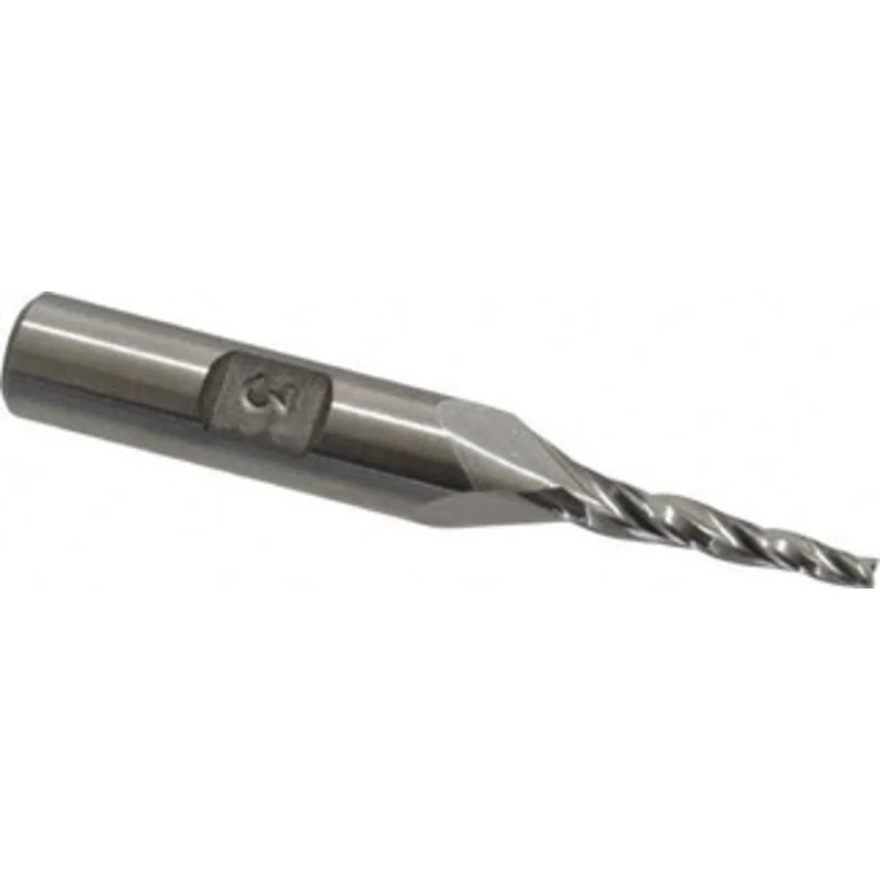 Made in USA 3 per Side 3/32 Small End Diam 3/4 LOC 3-Flute High Speed Steel Tapered Square End Mill Uncoated, 3/8 Sha...